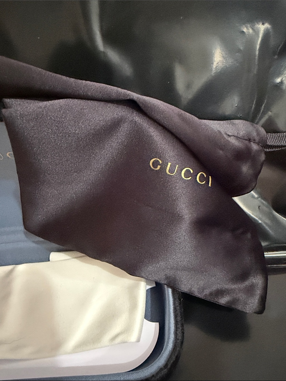 Gucci Unisex Bright Blue Frame Sunglasses with Amber Mirrored Lenses AUTHENTIC - Picture 5 of 13